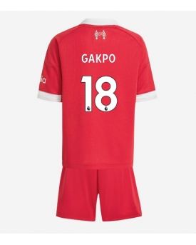 Billige Fotballdrakt Liverpool Cody Gakpo #18 Replika Hjemmedraktsett Barn 2025-26 Kortermet (med bukser)